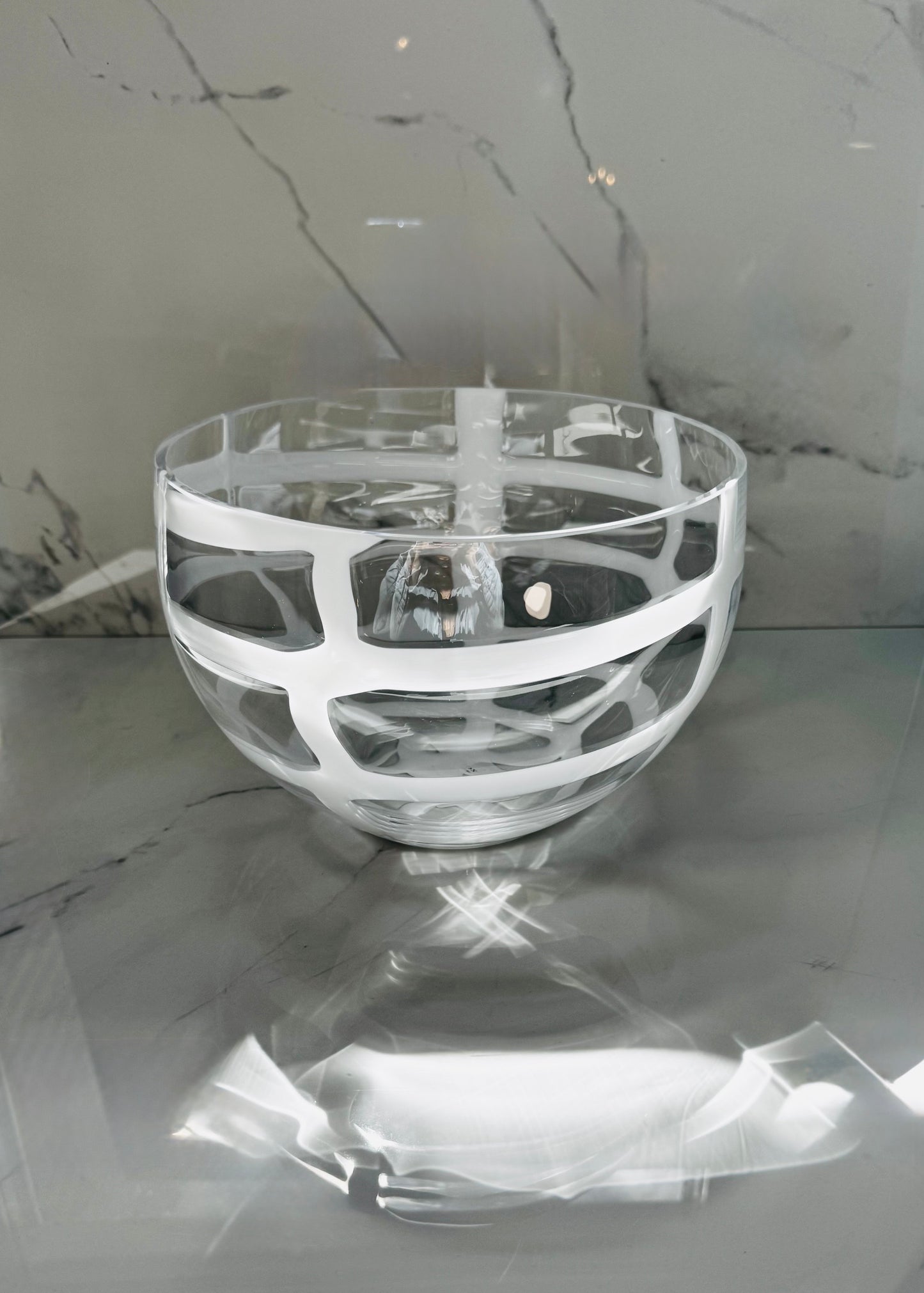 Opaline Clear and White Glass Bowl