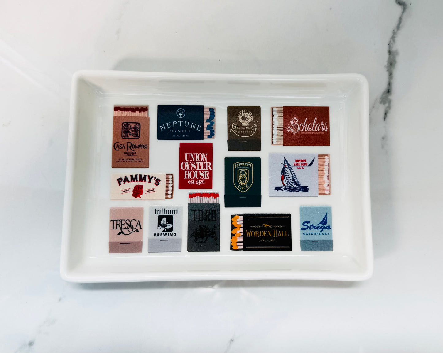Boston Match Books Ceramic Tray