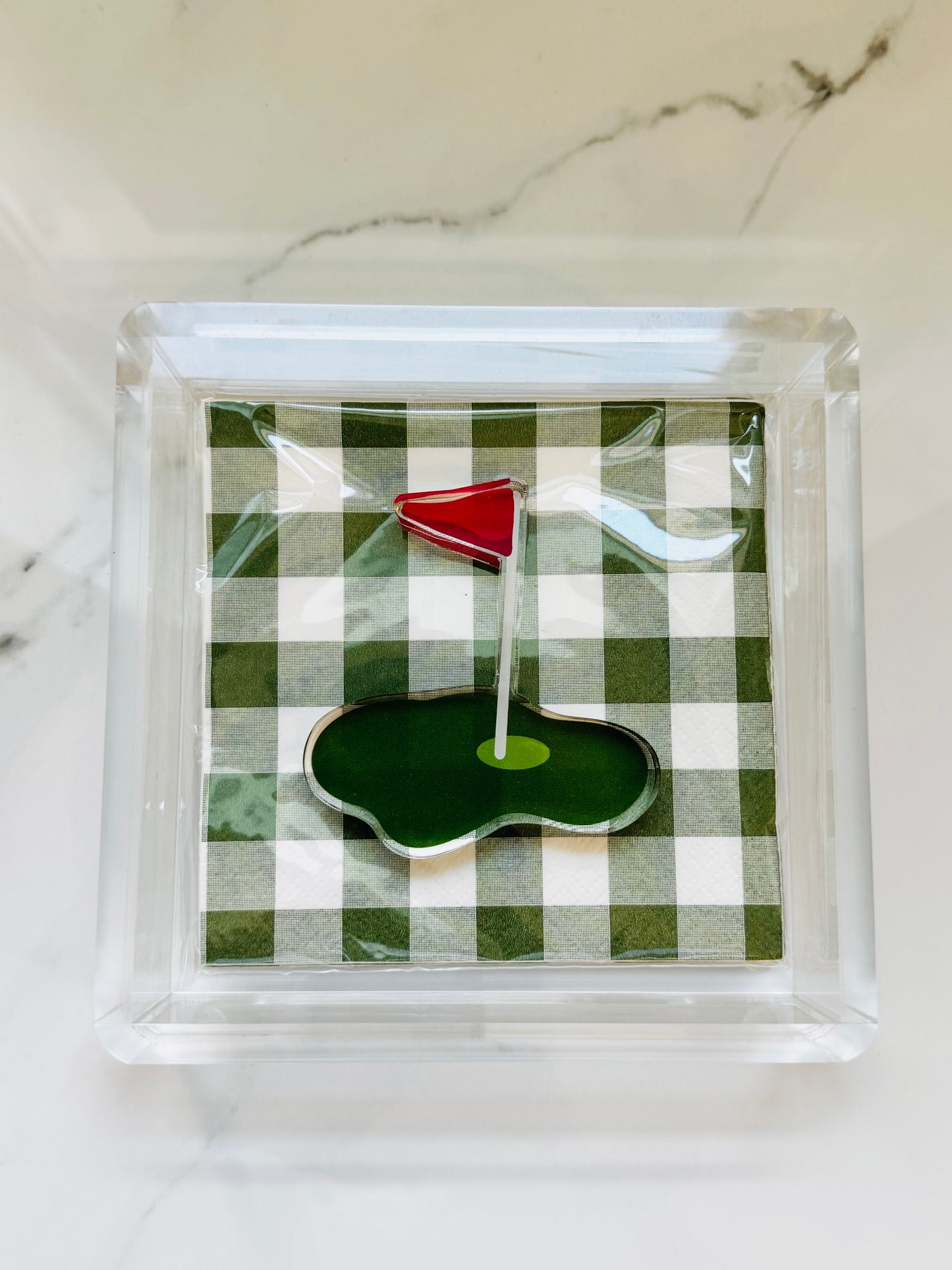 Acrylic Napkin Holder with Golf Napkin Weight