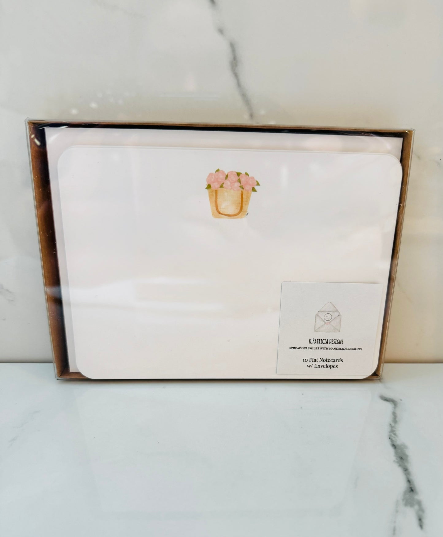 Floral Basket Flat Notecard and Envelope Set