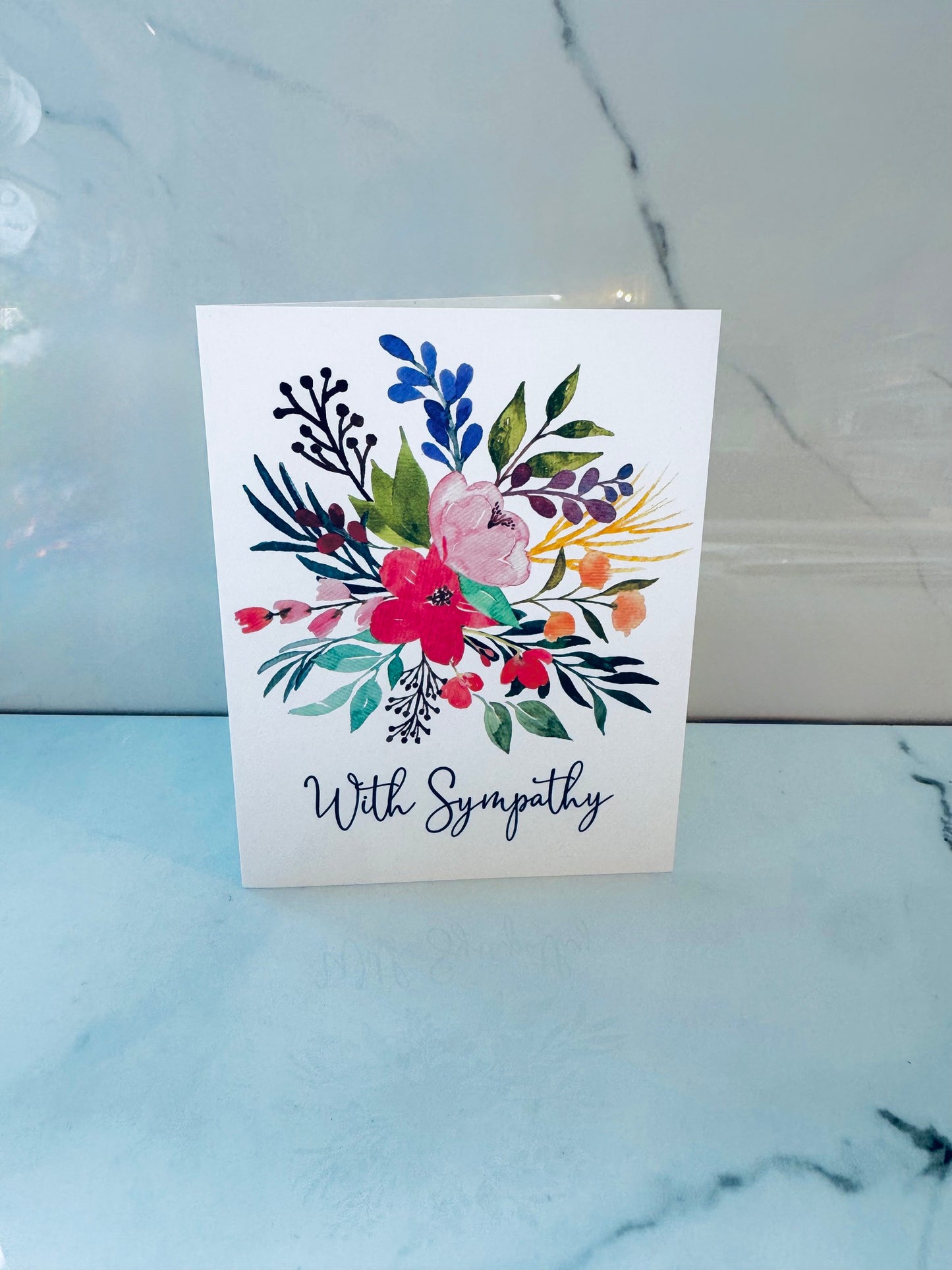 With Sympathy Floral Card
