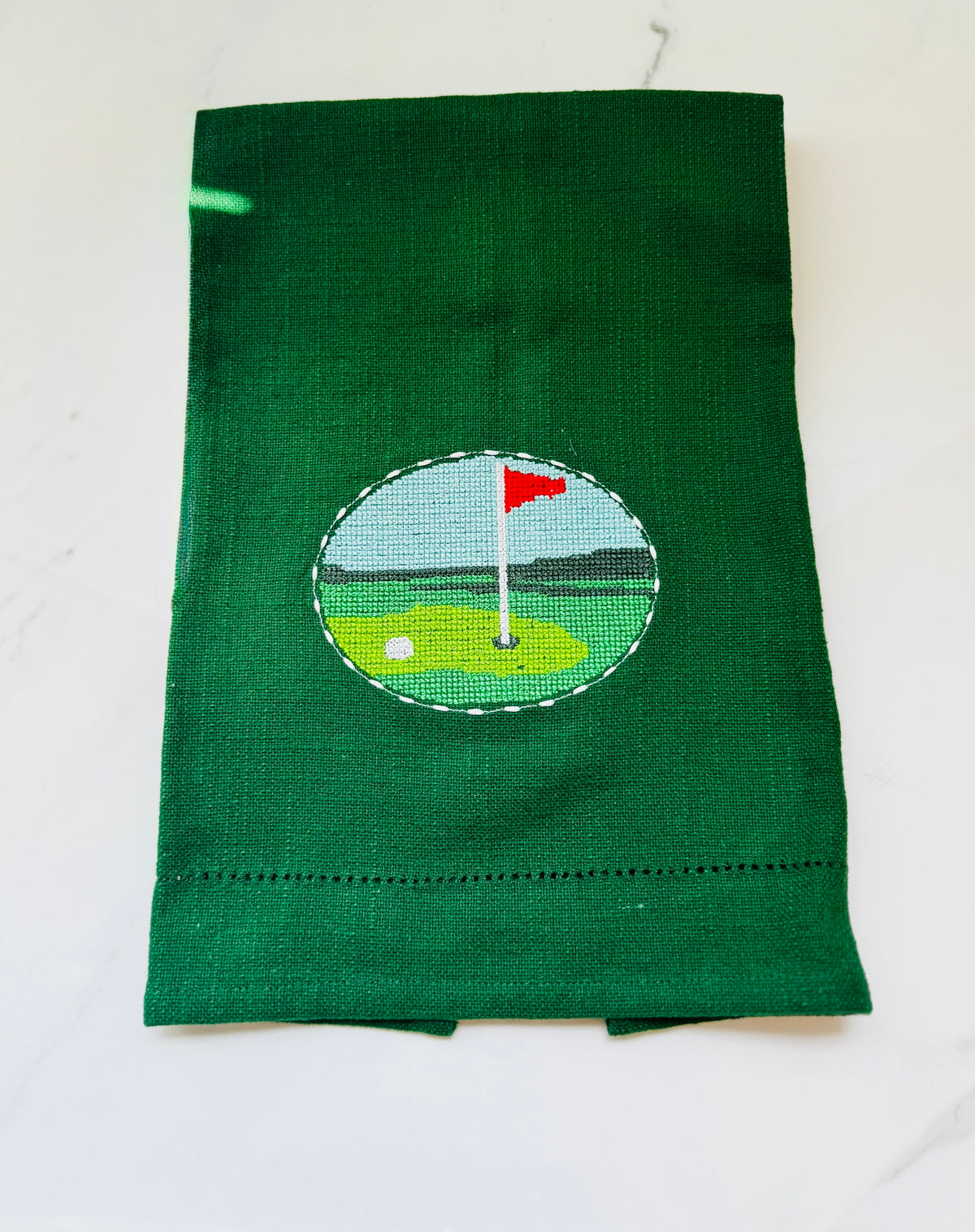 Golf Flag Needlepoint Hand Towel