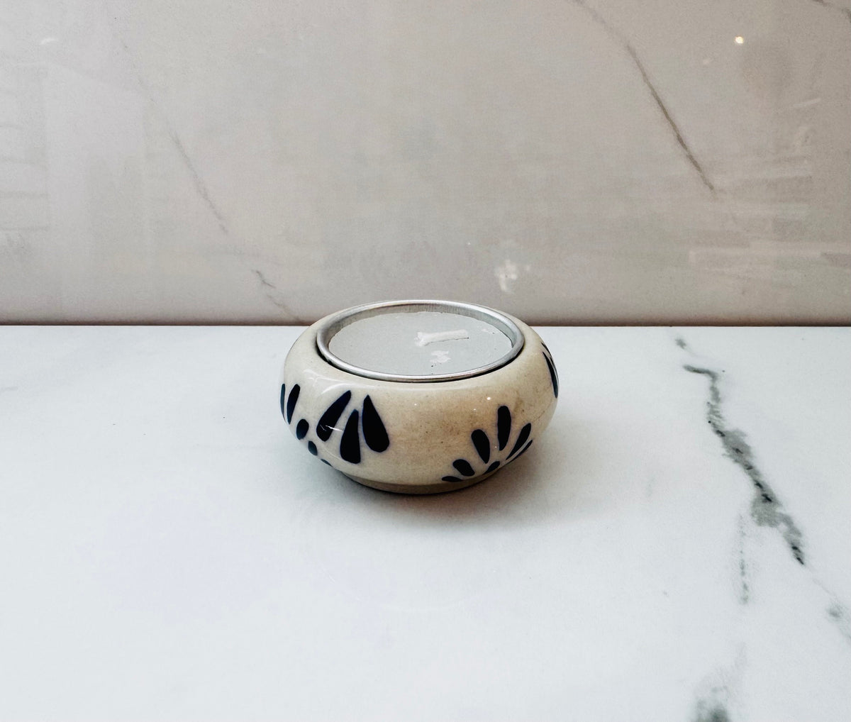 Blue and White Fan Tealight Holder