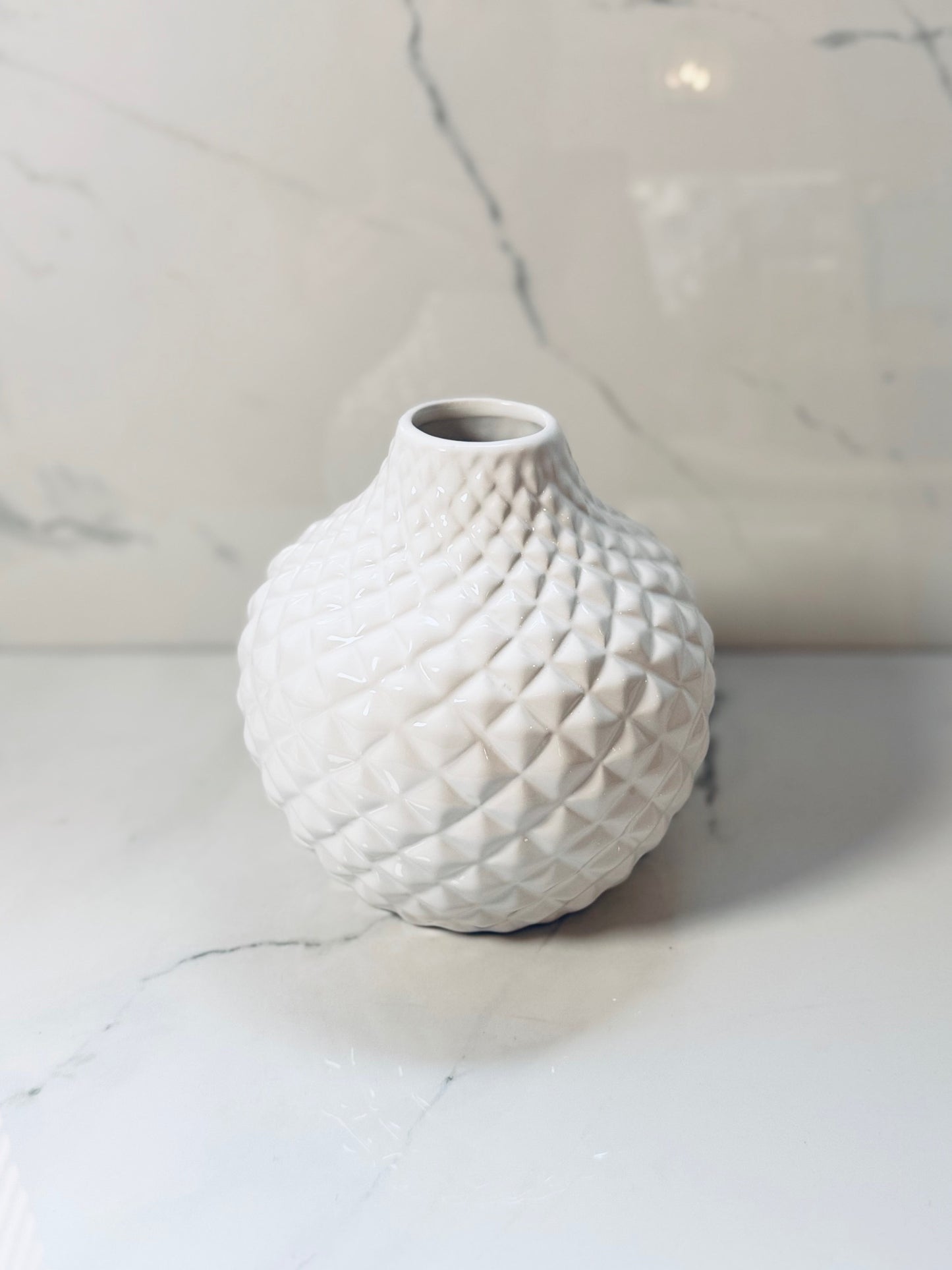 Medium White Diamond Ceramic Vase