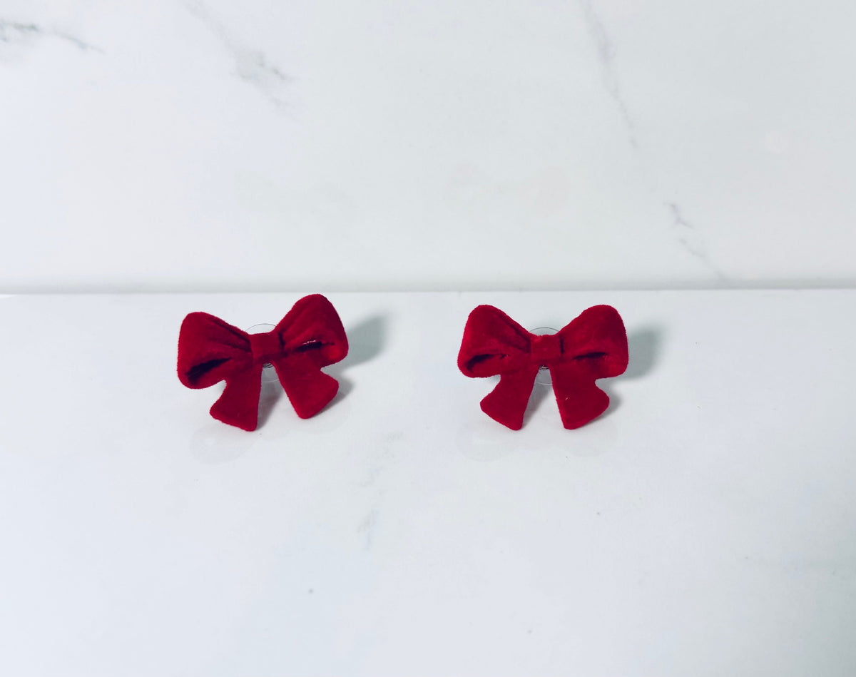 Red Velvet Bow Earrings