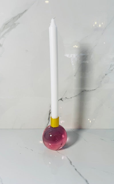 Pink Bubble Taper Candle Holder
