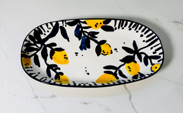 Blue and White Lemon Serving Platter