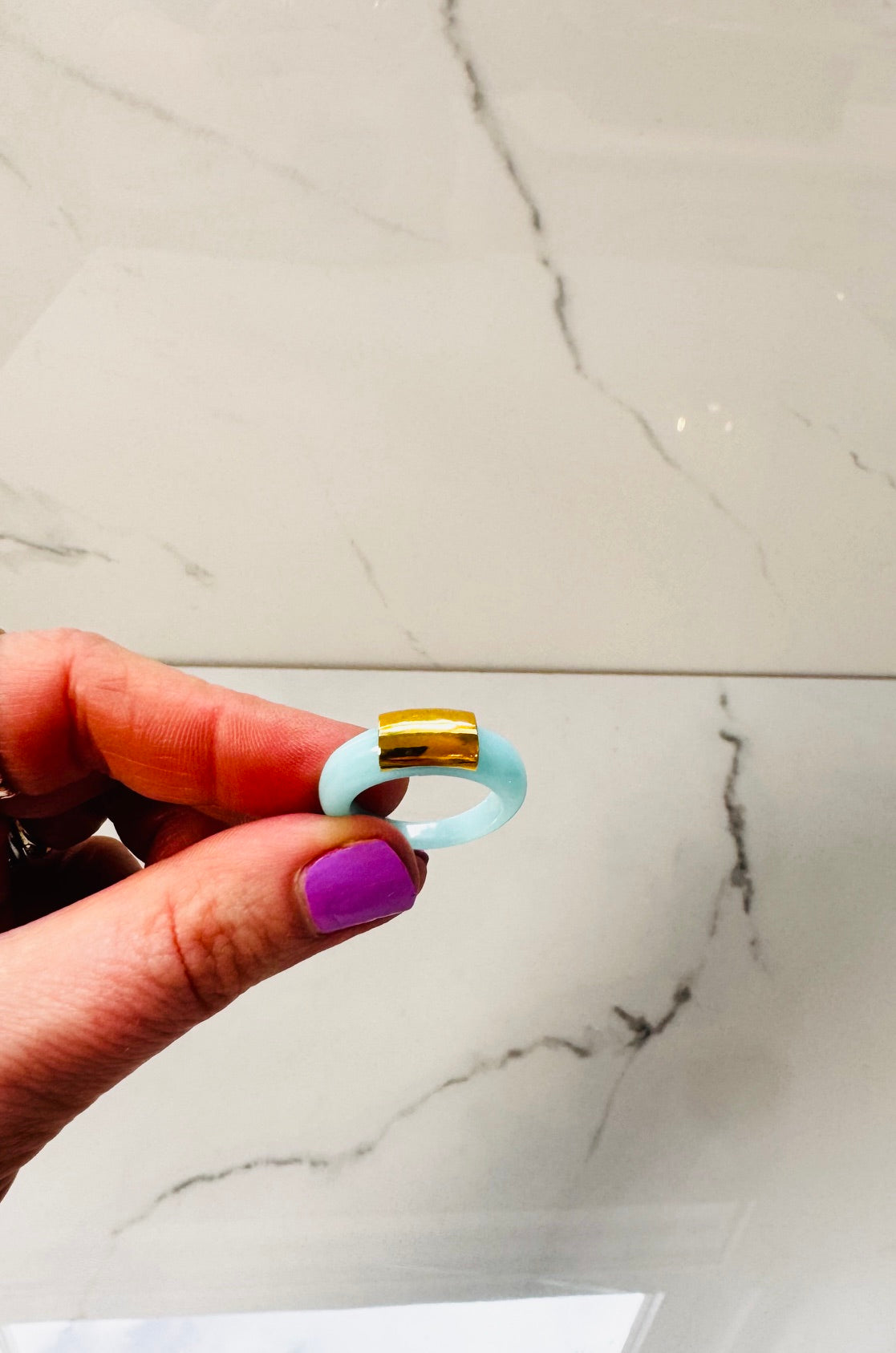 Turquoise Resin Ring - Size 7