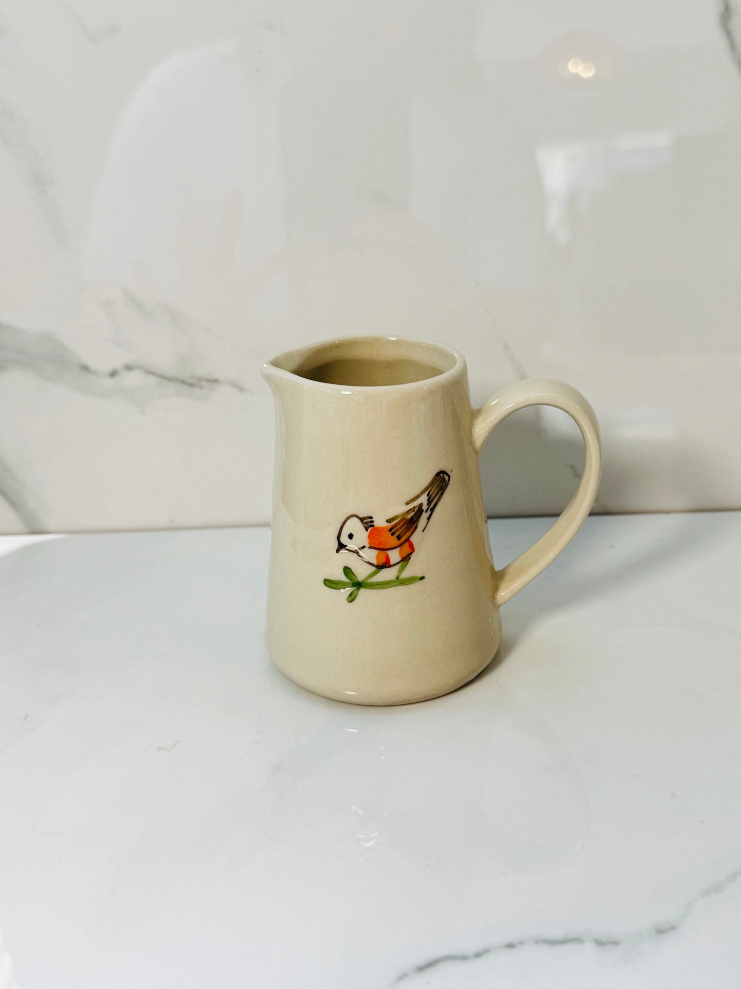 Bird Hand Painted Embossed Creamer