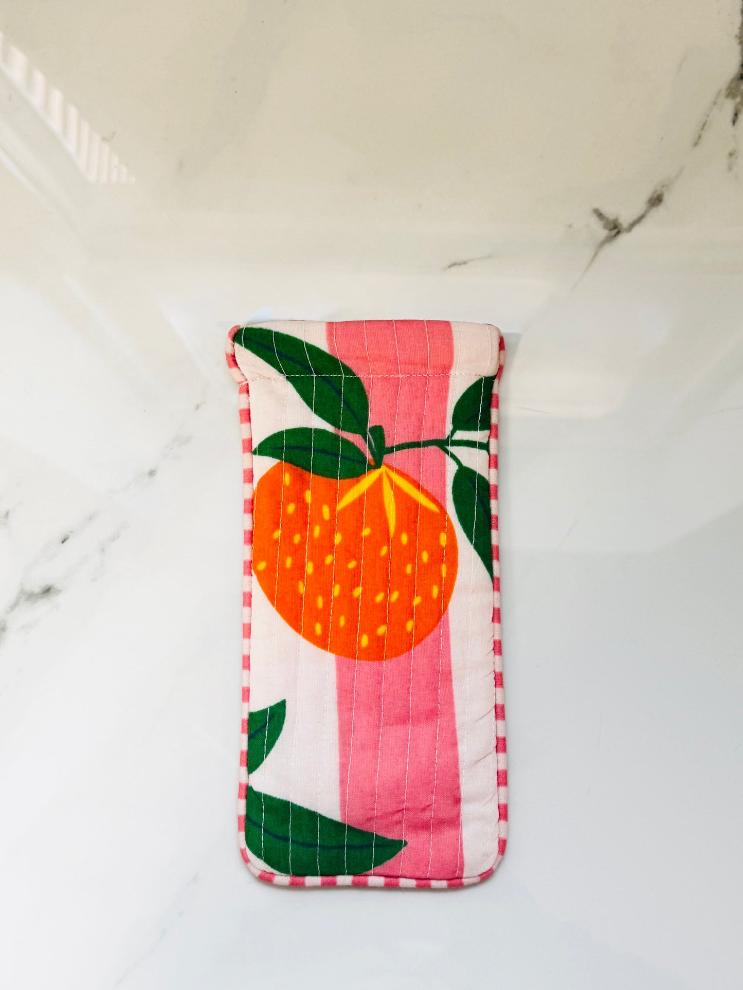 Pink and White Stripe Orange Grove Eyeglass Case
