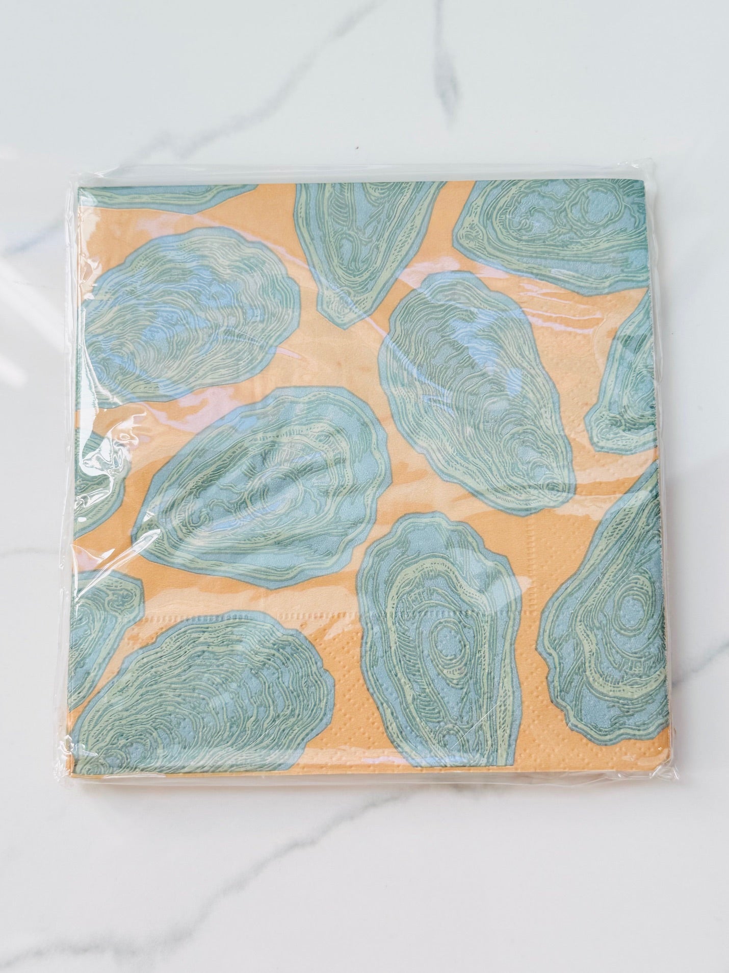 Blue and Tan Oyster Cocktail Napkins