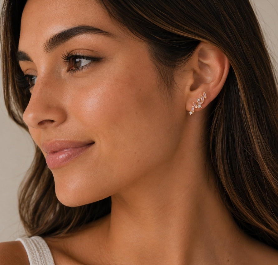 Cascading Baguette Drop Earrings