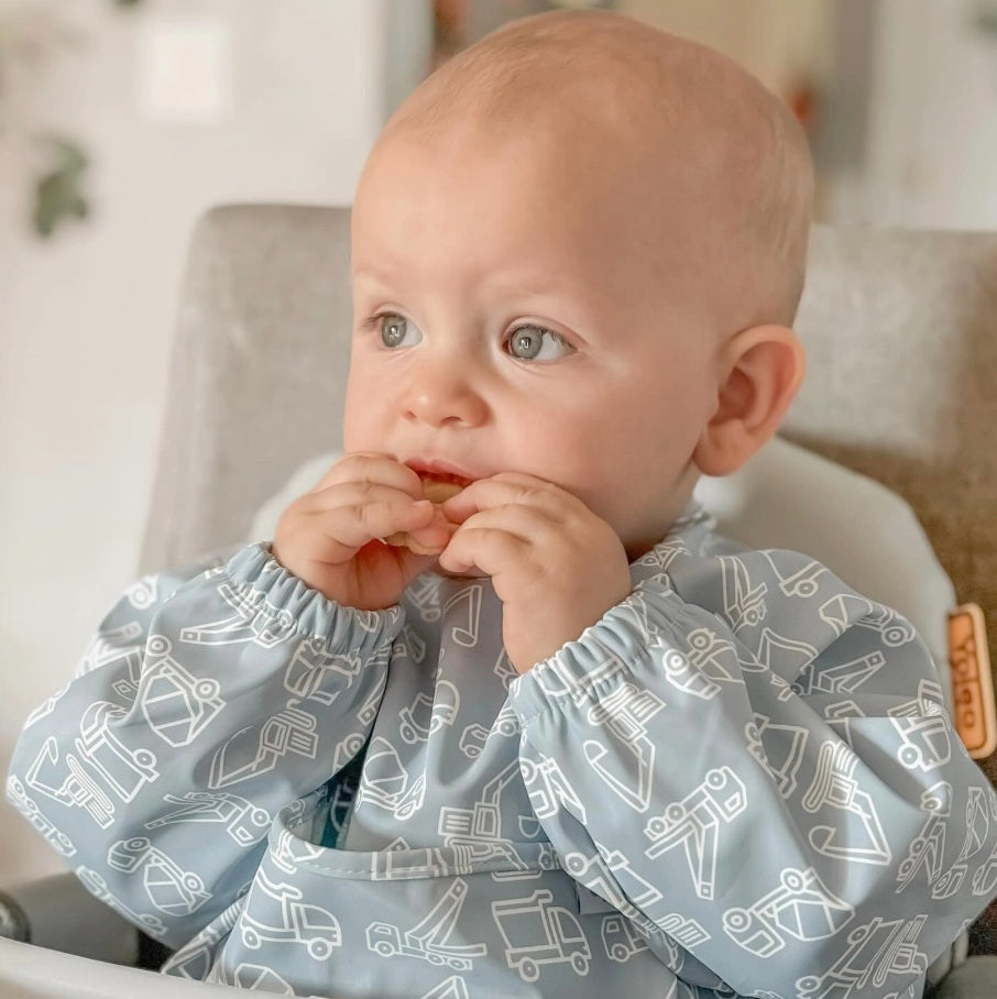 Powder Blue Construction Long Sleeved Bib
