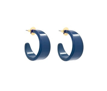 Small Chunky Resin Hoop Earring - Navy