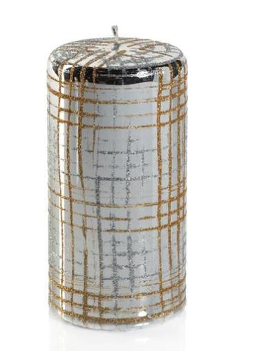 Metallic Silver and Gold 6" Tall Pillar Candle