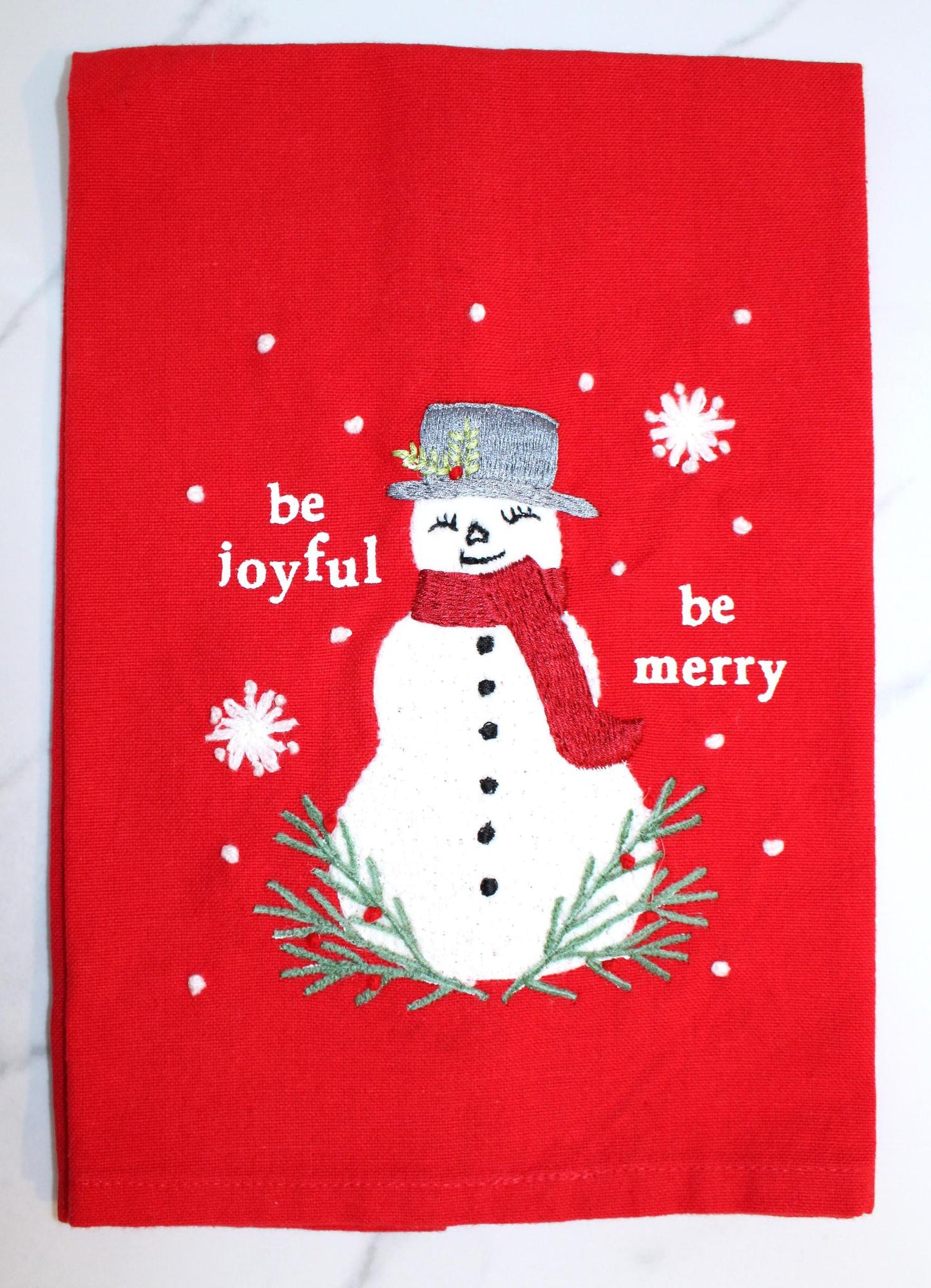 Snowman Embroidered Towel