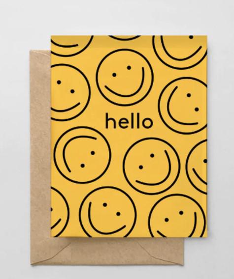 Hello Yellow Smiley Greeting Card