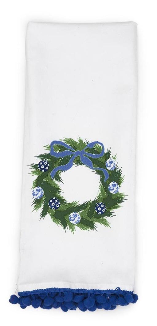 Blue/White Wreath Hand Towel