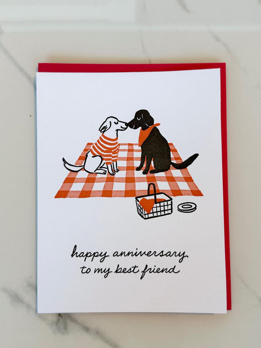 Dog Picnic Anniversary Greeting Card