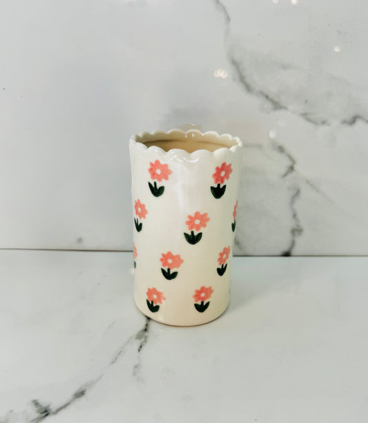 Floral Stoneware Vase