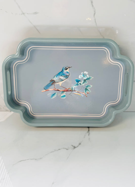 Charming Bird & Blue Vintage Tray