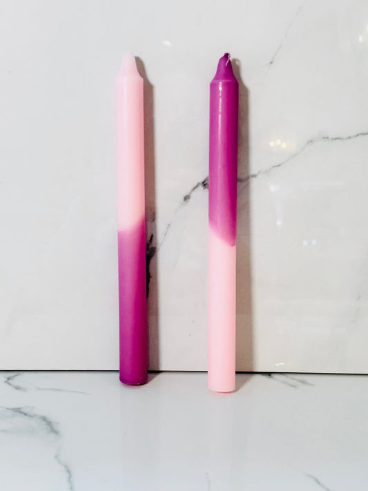 Pink &  Lilac Ombre Taper Candle - 10"