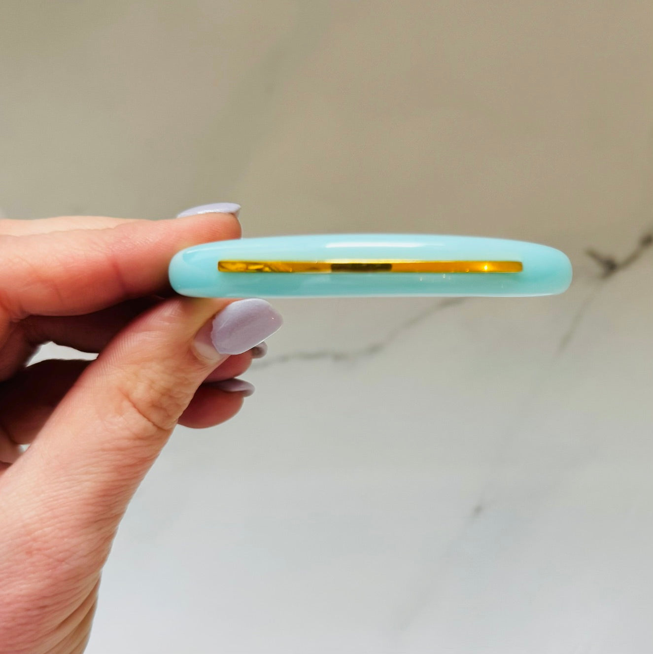 Turquoise and Gold Line Resin Bracelet