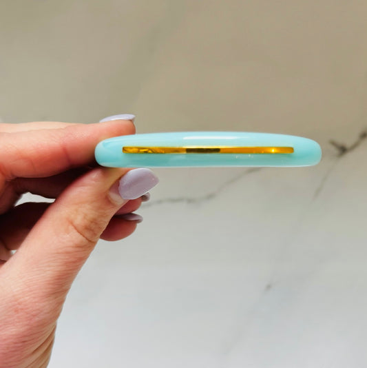 Turquoise and Gold Line Resin Bracelet