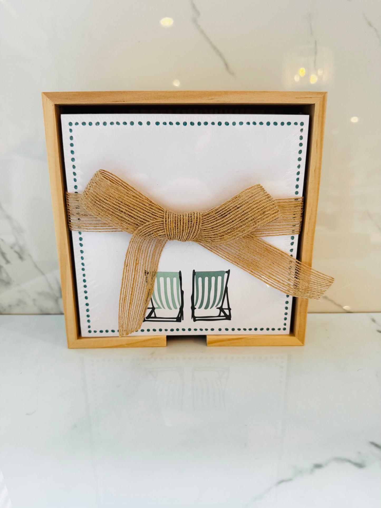 Beach Chairs Notepad with Wooden Tray