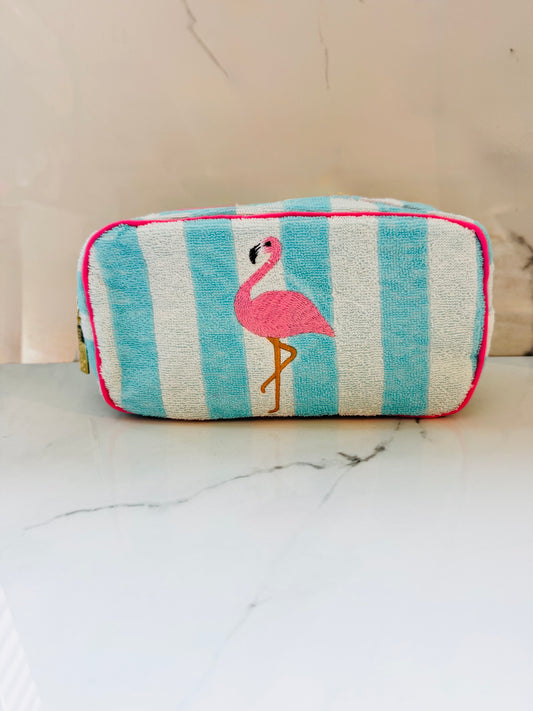 Flamingo Terry Cloth Zip Case