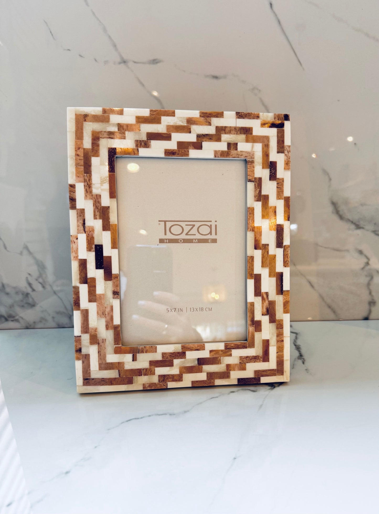 4x6 Brown and White Mosaic Photo Frame