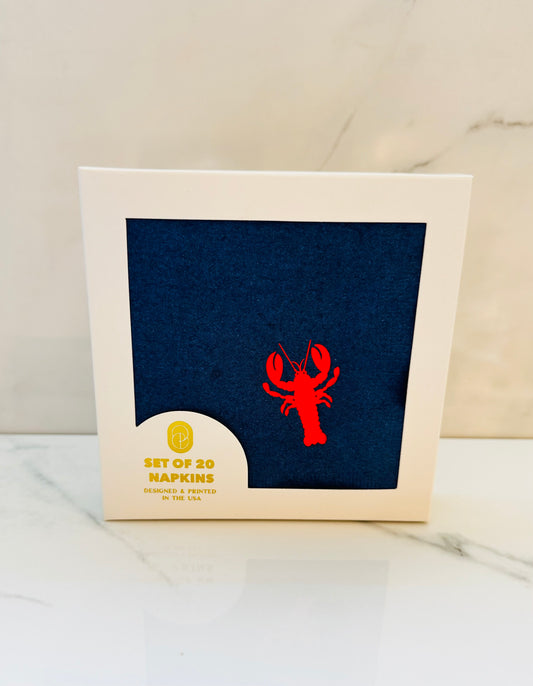 Lobster, Red and Navy Cocktail Napkins
