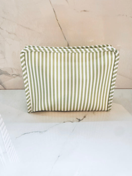 Medium Sage Pimlico Stripe Zip Bag