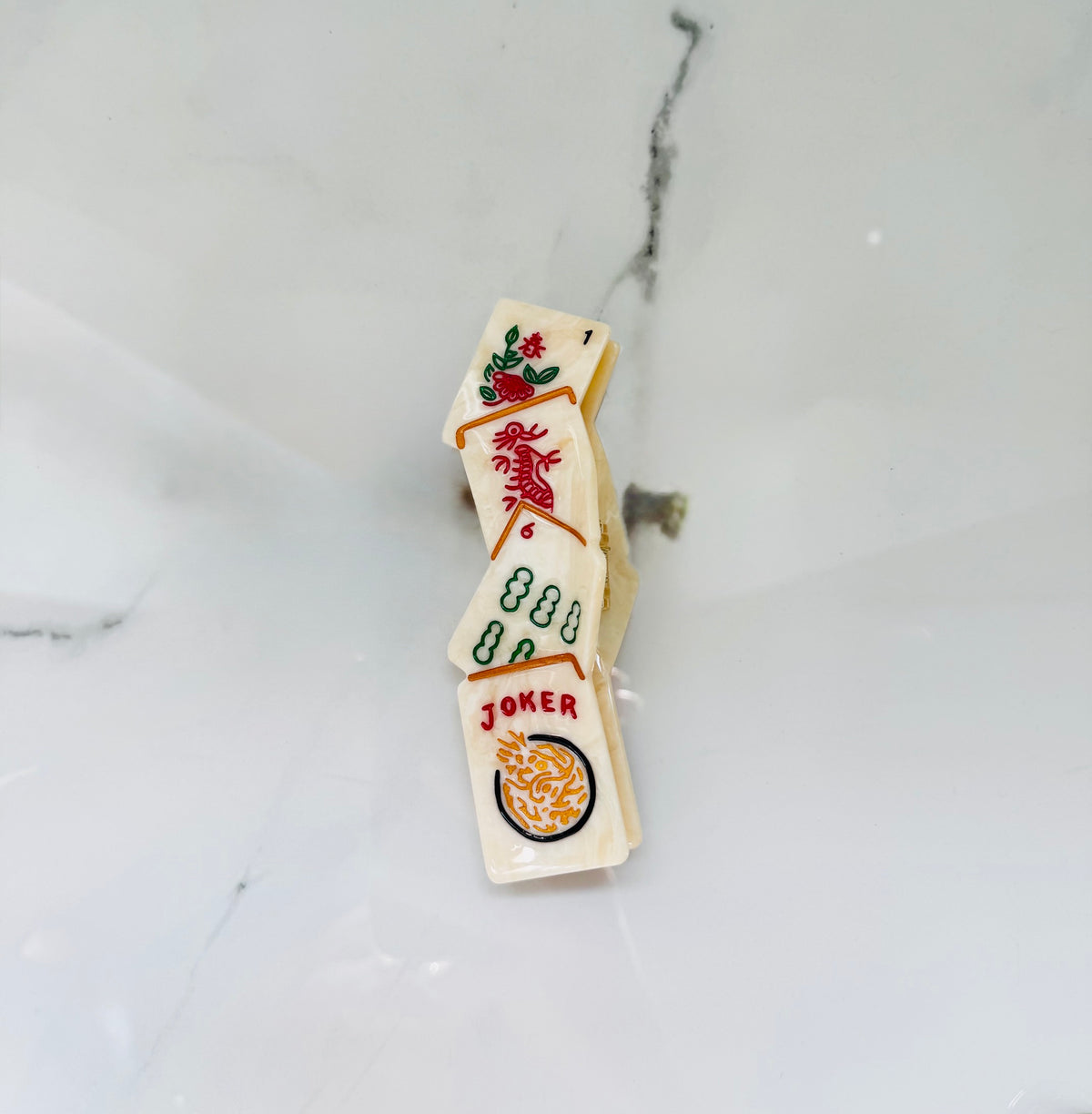 Hand Painted Mahjong Hair Clip