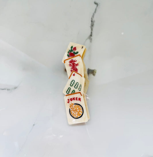 Hand Painted Mahjong Hair Clip