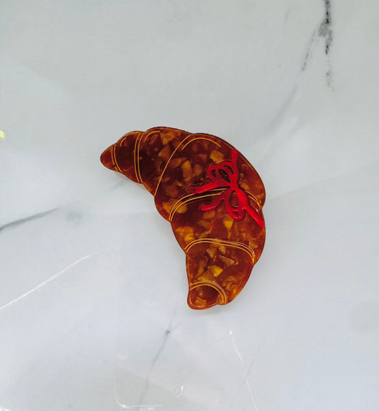 Hand Painted Croissant Hair Clip