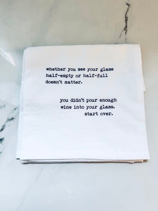 Glass Half Empty or Half Full Hand Towel