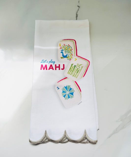 Mahjong Scalloped Tea Towel
