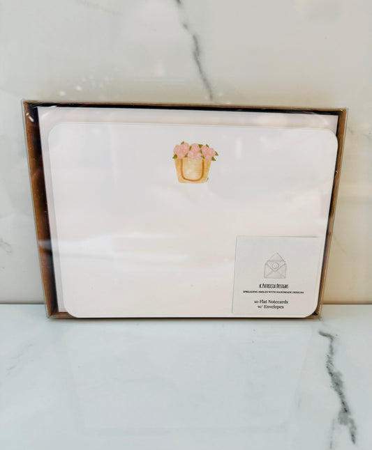 Floral Basket Flat Notecard and Envelope Set