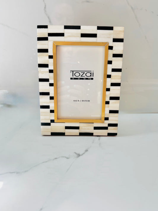 4x6 Black and White Bone and Brass Frame