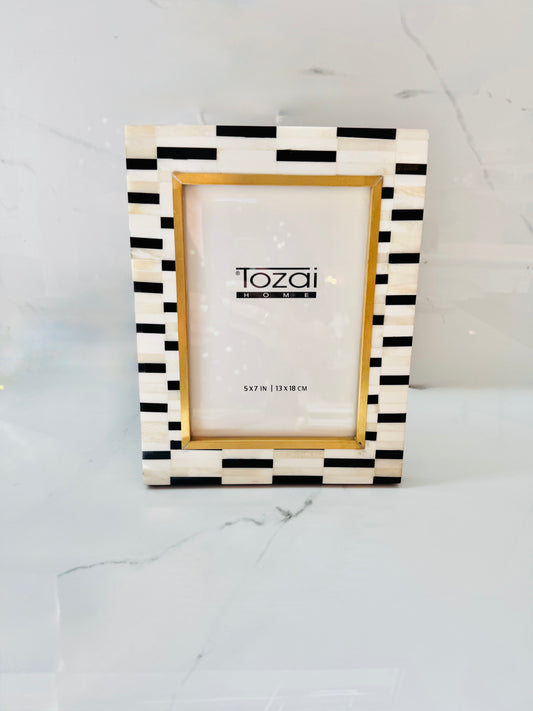 5x7  Black and White Bone and Brass Frame