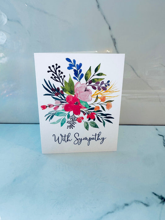 With Sympathy Floral Card
