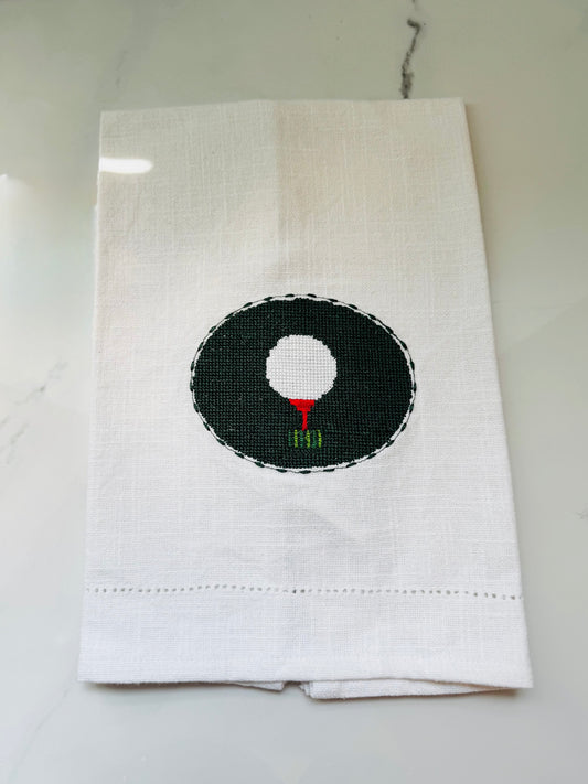 Golf Ball and Tee Needlepoint Hand Towel