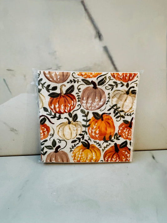 Pumpkin and Green Vines Cocktail Napkins