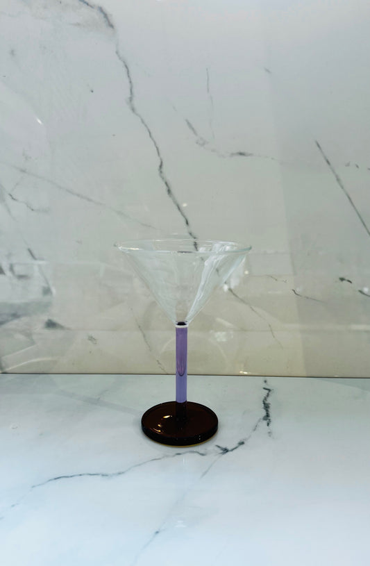 Lilac and Amber Martini Glass