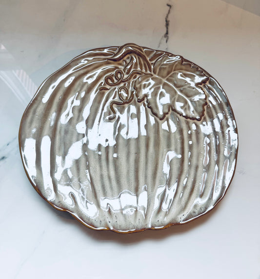 11" Ceramic Pumpkin Plate
