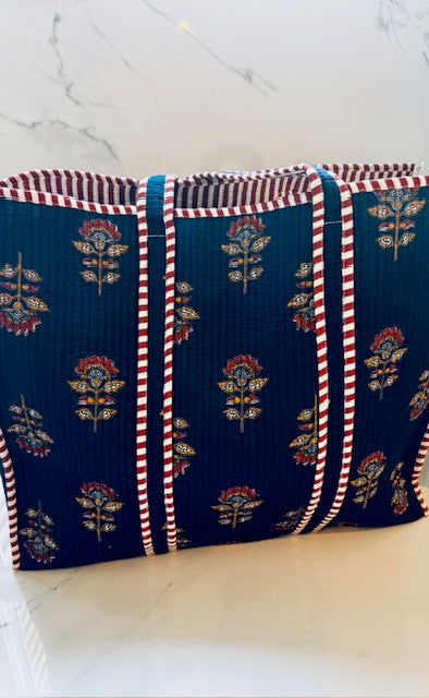 Navy Harvest Block Print Tote