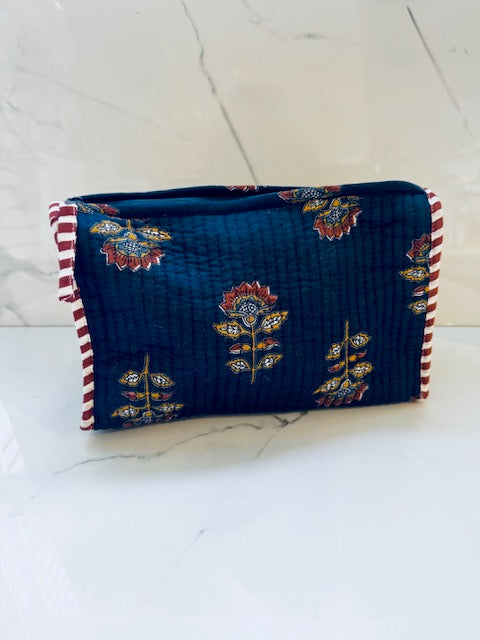 Navy Block Print Zip Case