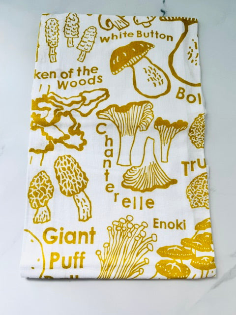 Flour Sack Dish Towel - Mushrooms