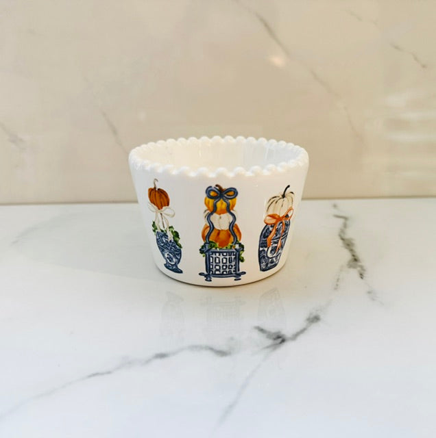 Triple Pumpkin Topiary Ramekin